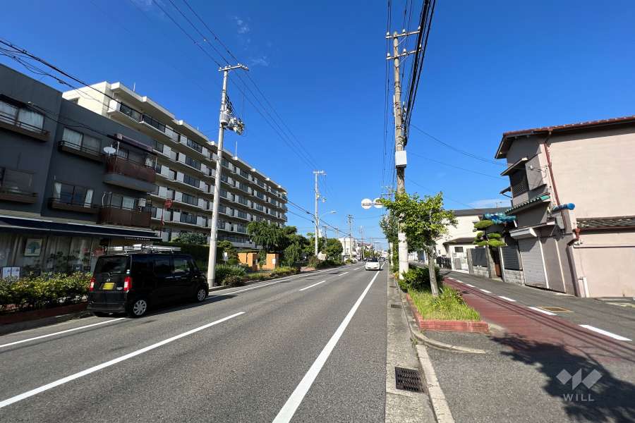 敷地南側の前面道路（西側から）