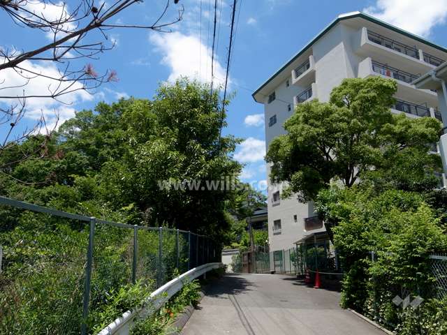 敷地の南西側は夙川上流緑道（夙川）に面しています。