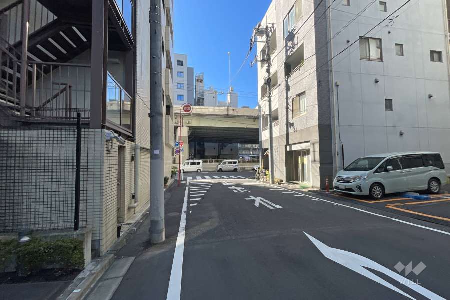 敷地の南側前面道路（東側から）