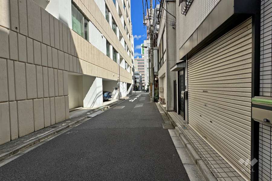 敷地南側の前面道路（西側から）