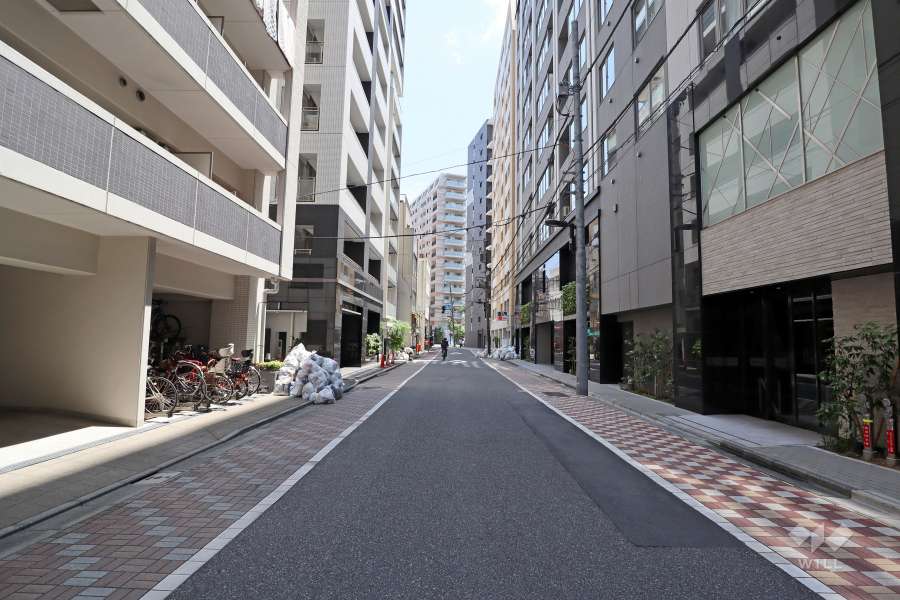 敷地西側の前面道路