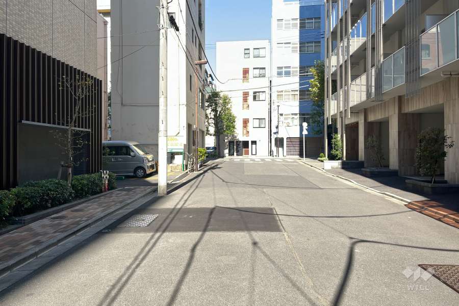 敷地の東側前面道路（南側から）