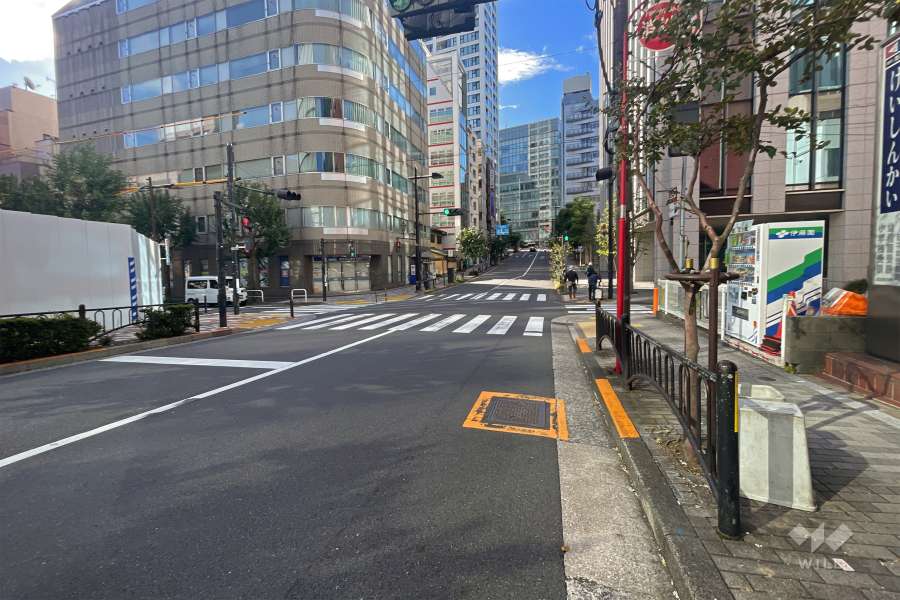 敷地北東側の前面道路（北西側から）