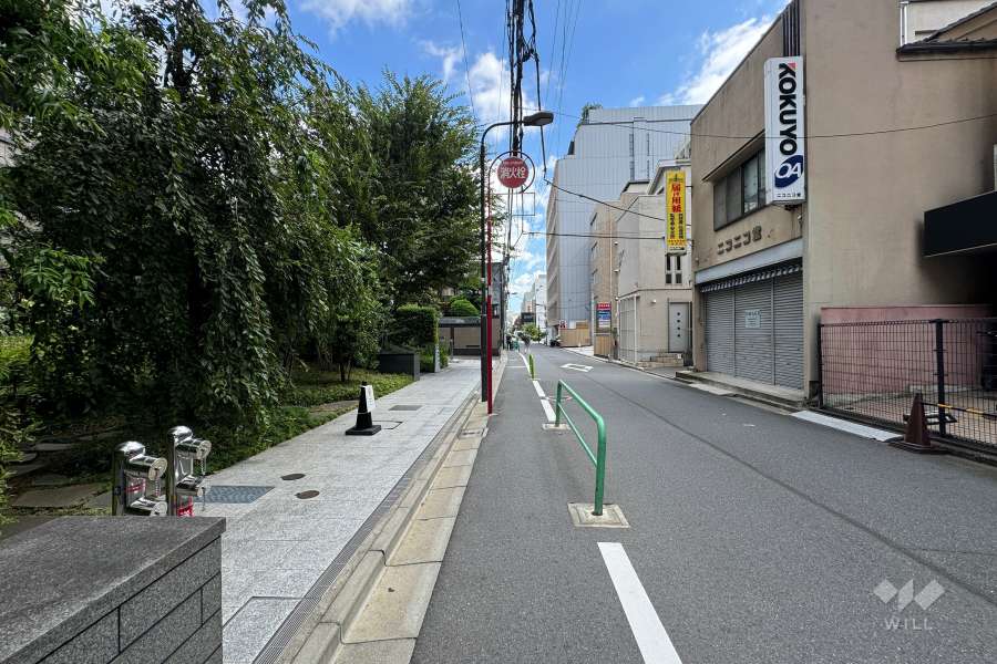 敷地の南側前面道路（西側から）