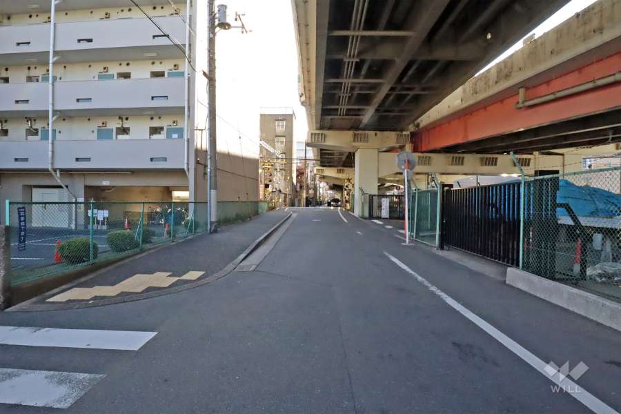 敷地西側の前面道路（北側から）