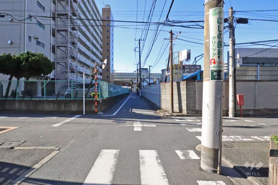 敷地東側の前面道路（北側から）