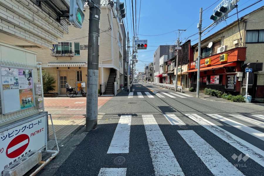 敷地北東側の前面道路（南東側から）