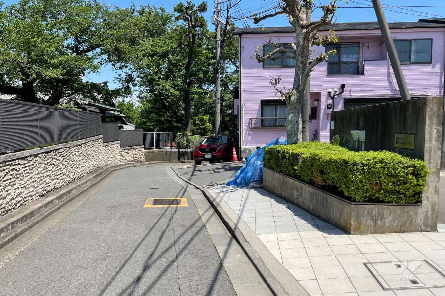 敷地北側の前面道路（西側から）