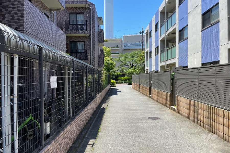 敷地北西側の前面道路（北東側から）