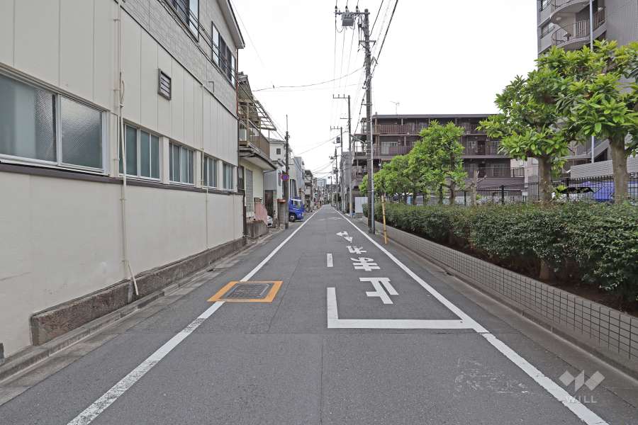 敷地北東側の前面道路（北西側から）