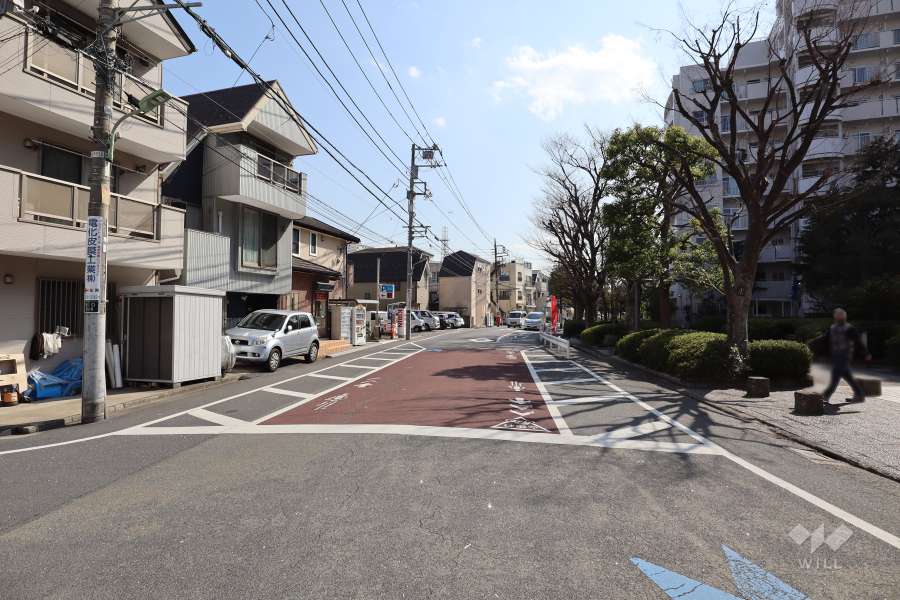 敷地東側の前面道路（北側から）