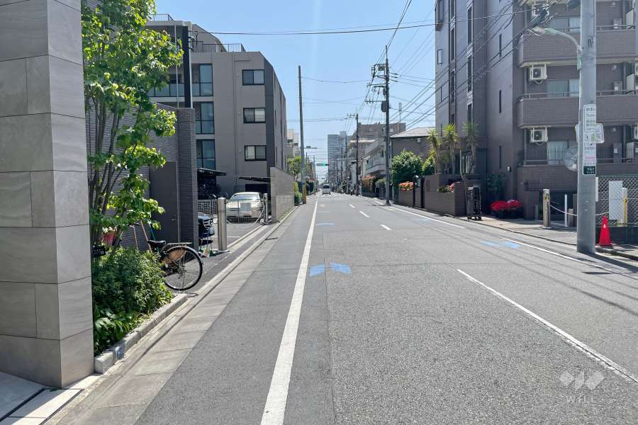 敷地の北西側前面道路（北東側から）