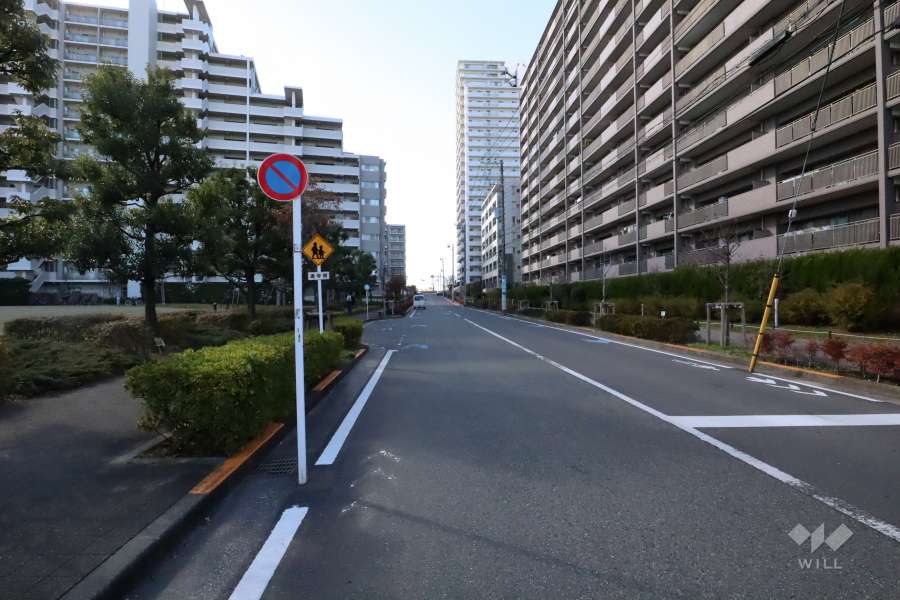 敷地南東側の前面道路(北東側から)