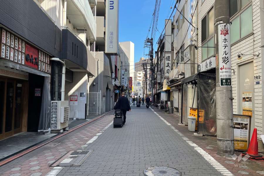 敷地南側の前面道路（西側から）