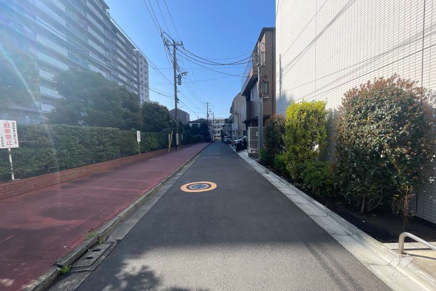 敷地東側の前面道路（北側から）