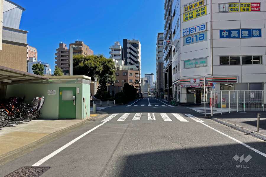 敷地南側の前面道路（西側から）