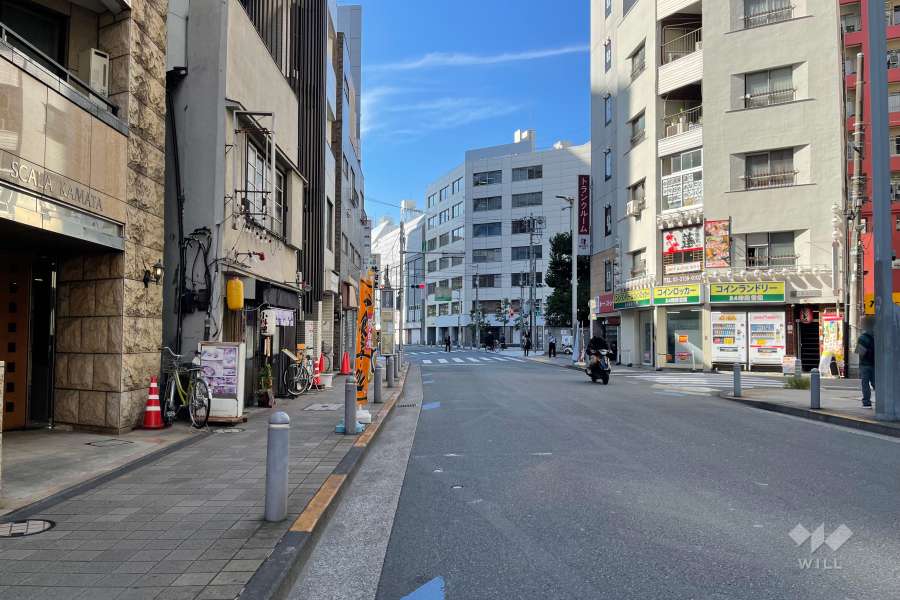 敷地北東側の前面道路（南東側から）