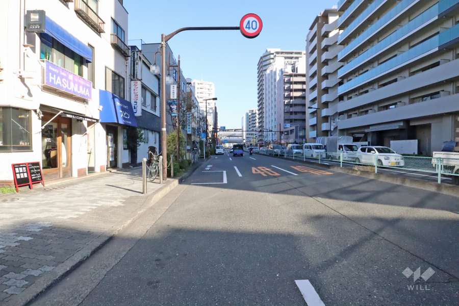 敷地北側の前面道路(西側から)