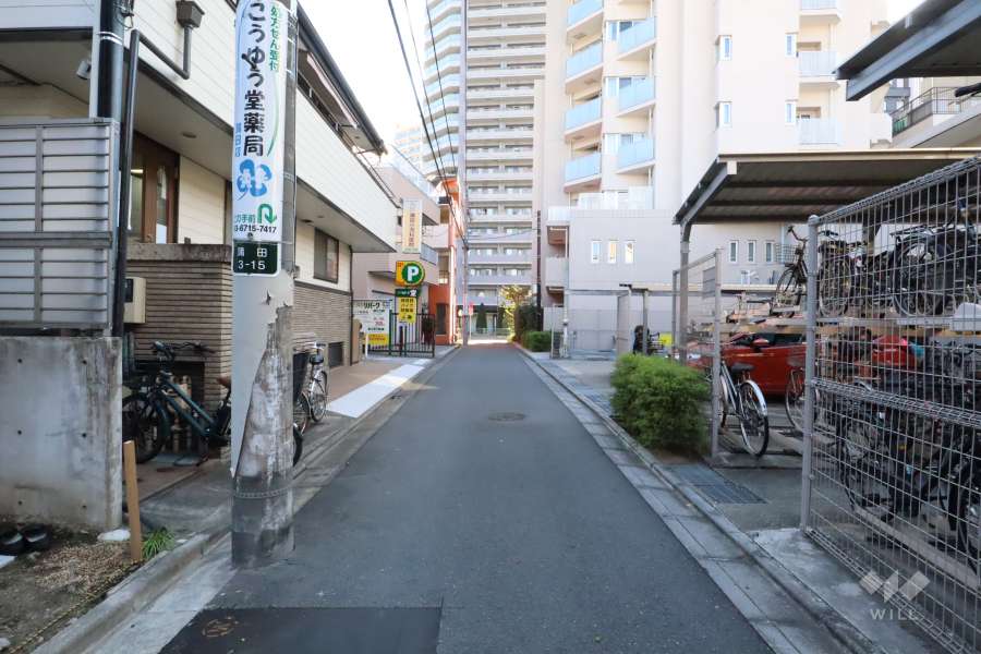 敷地東側の前面道路（北側から）