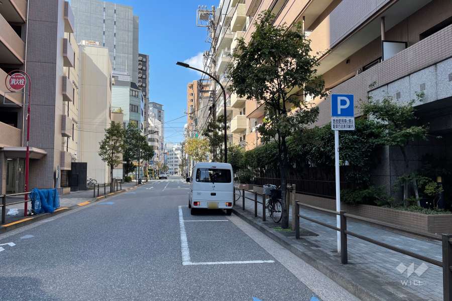 敷地南西側の前面道路（南東側から）