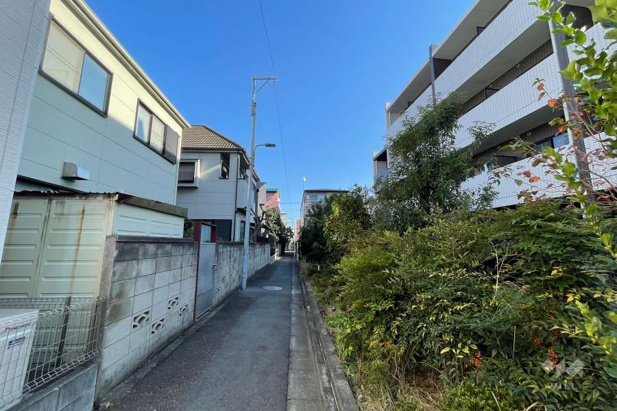 敷地西側の前面道路（南側から）