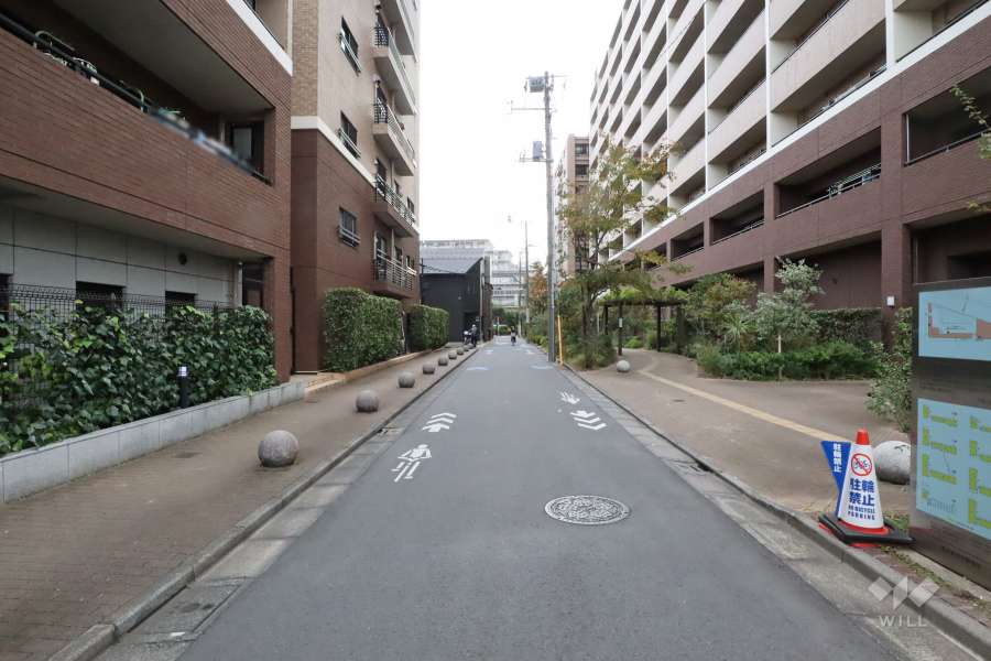 敷地西側の前面道路