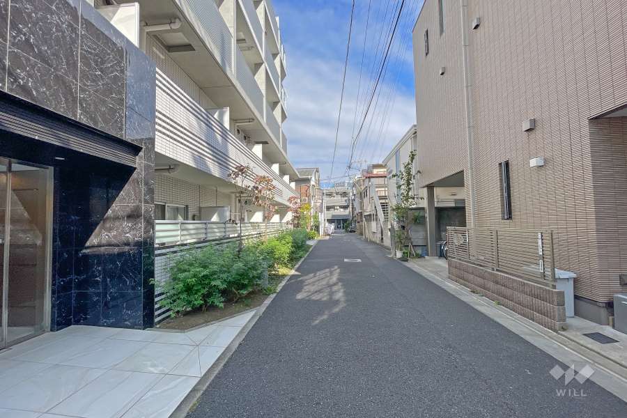 敷地東側の前面道路（南側から）