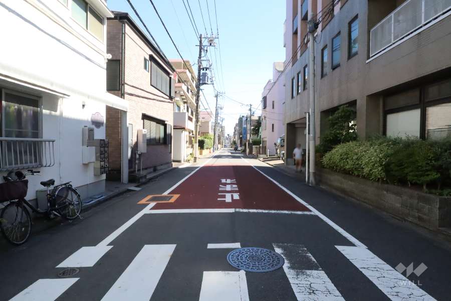 敷地西側の前面道路(南側から)