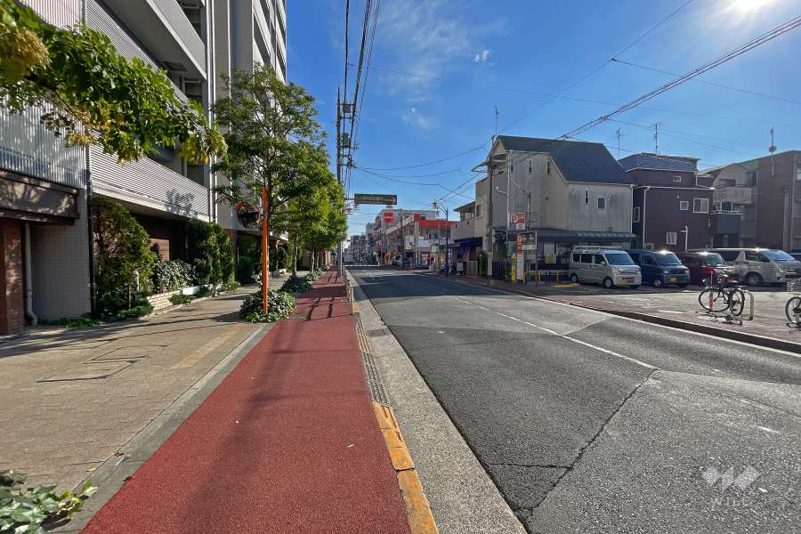 敷地西側の前面道路