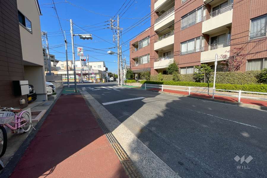 敷地西側の前面道路（北側から）