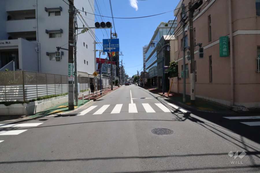 敷地西側の前面道路