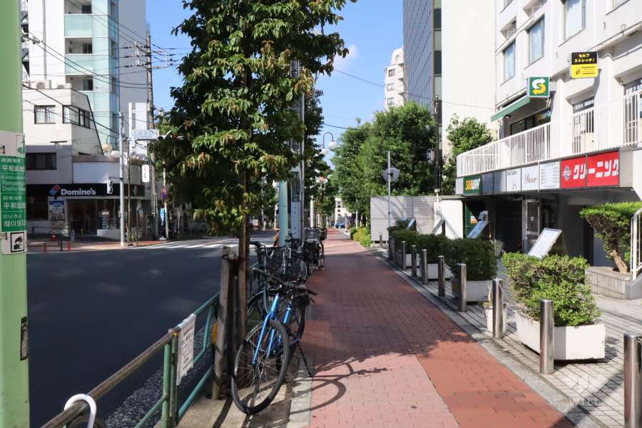 敷地北西側の前面道路(南西側から)