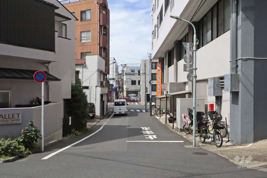 敷地南西側の前面道路（南東側から）