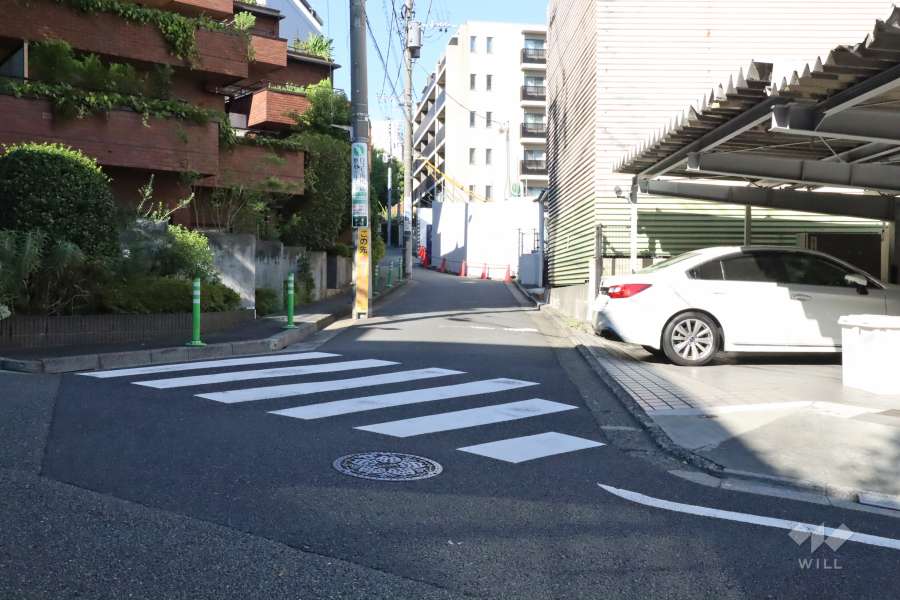 敷地北西側の前面道路(南西側から)