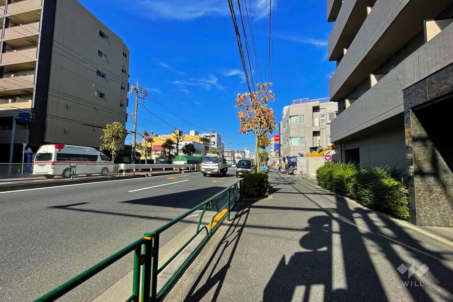 敷地西側の前面道路（南側から）