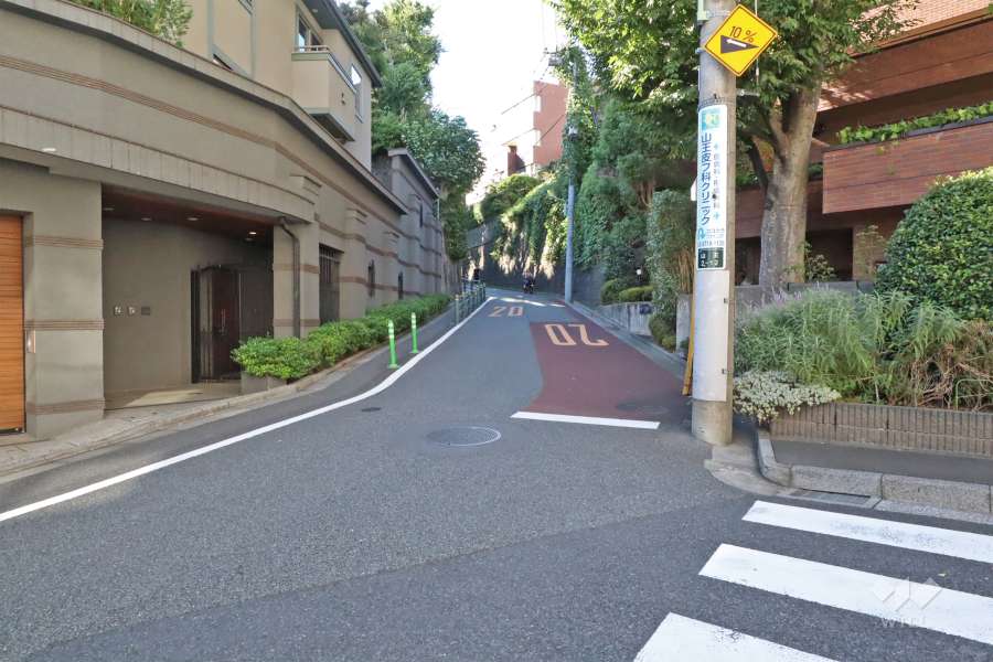 敷地南側の前面道路(西側から)