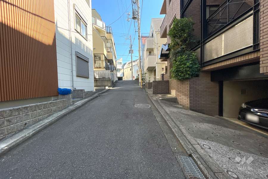 敷地北東側の前面道路（北西側から）