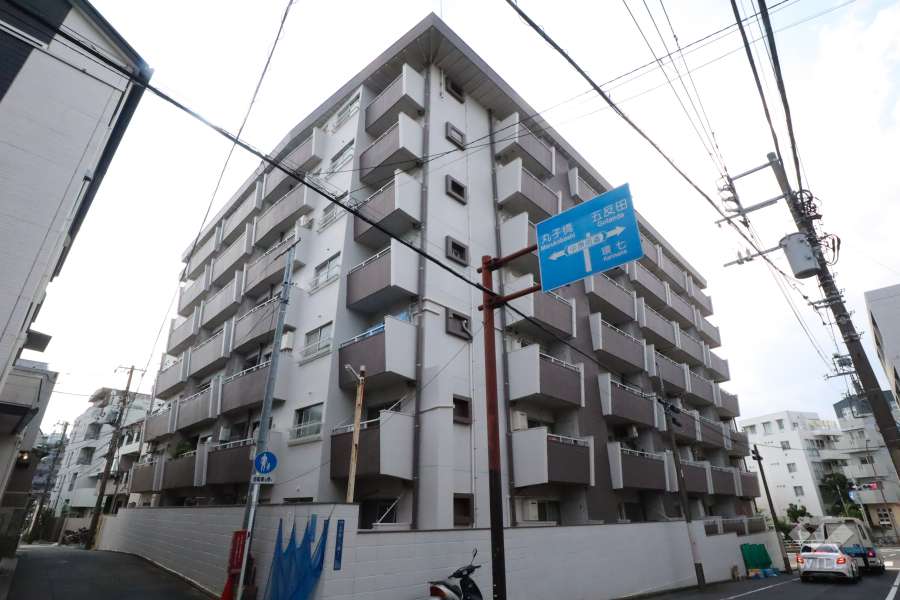 洗足池マンションの外観（南東側から）