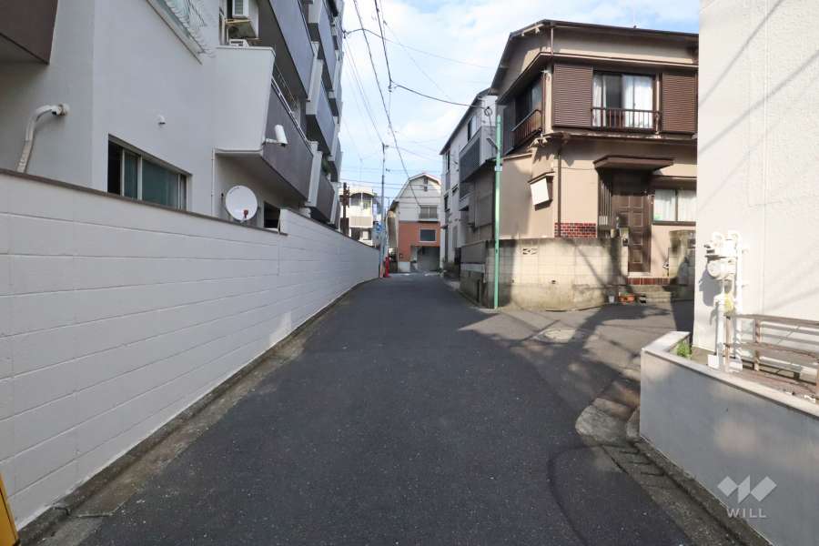 敷地南東側の前面道路(南西側から)