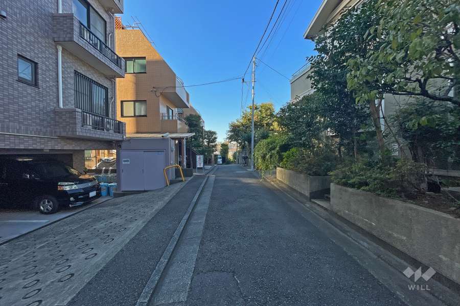 敷地北西側の前面道路（北東側から）