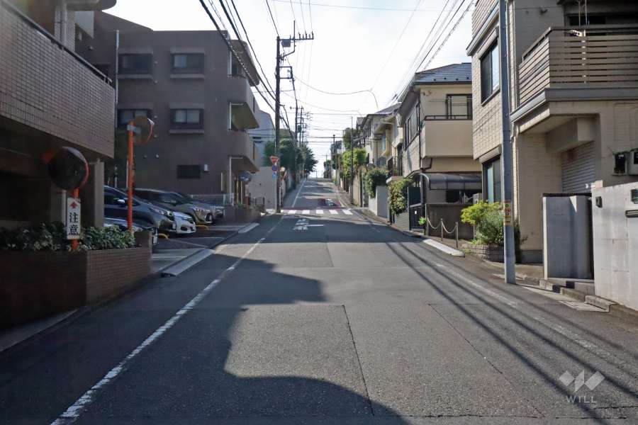 敷地北東側の前面道路（南東側から）