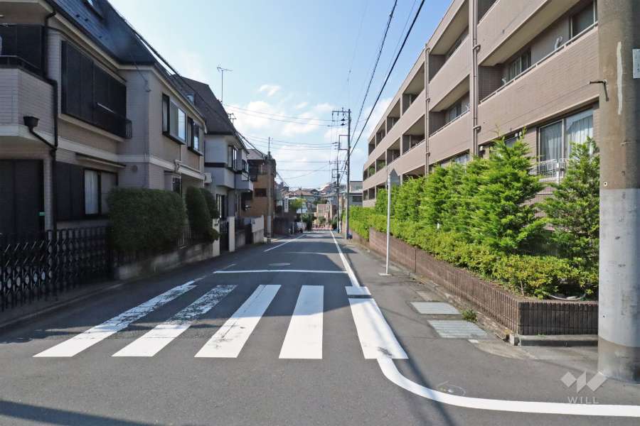 敷地西側の前面道路(南側から)