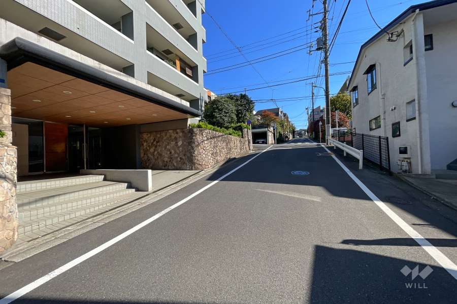 敷地南西側の前面道路（北西側から）