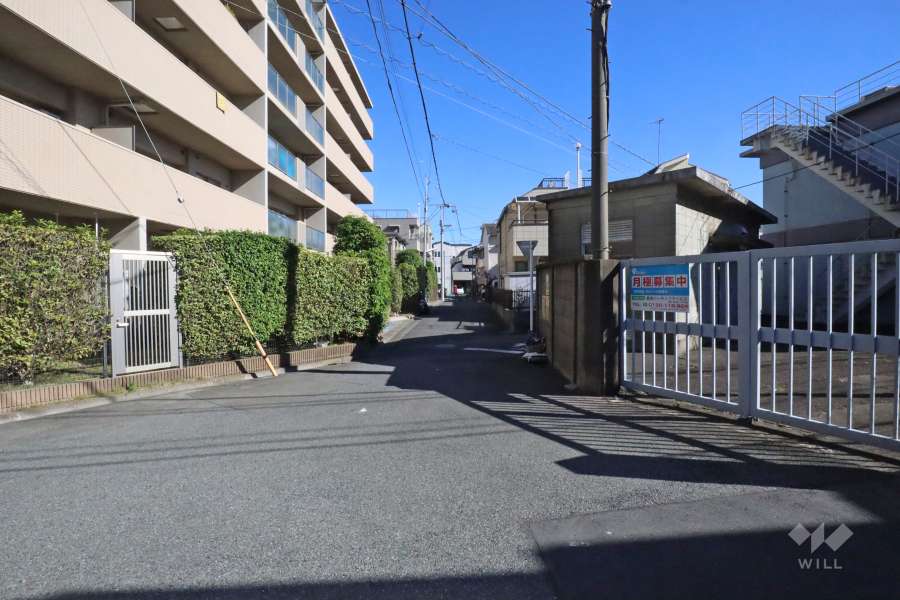 敷地南側の前面道路（西側から）