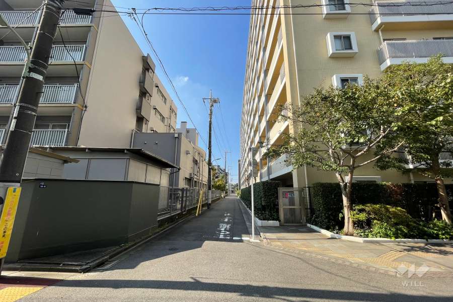 敷地の南側前面道路（東側から）