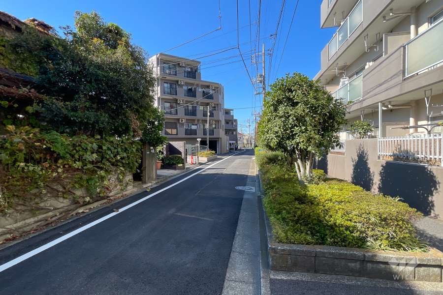 敷地南西側の前面道路（南東側から）