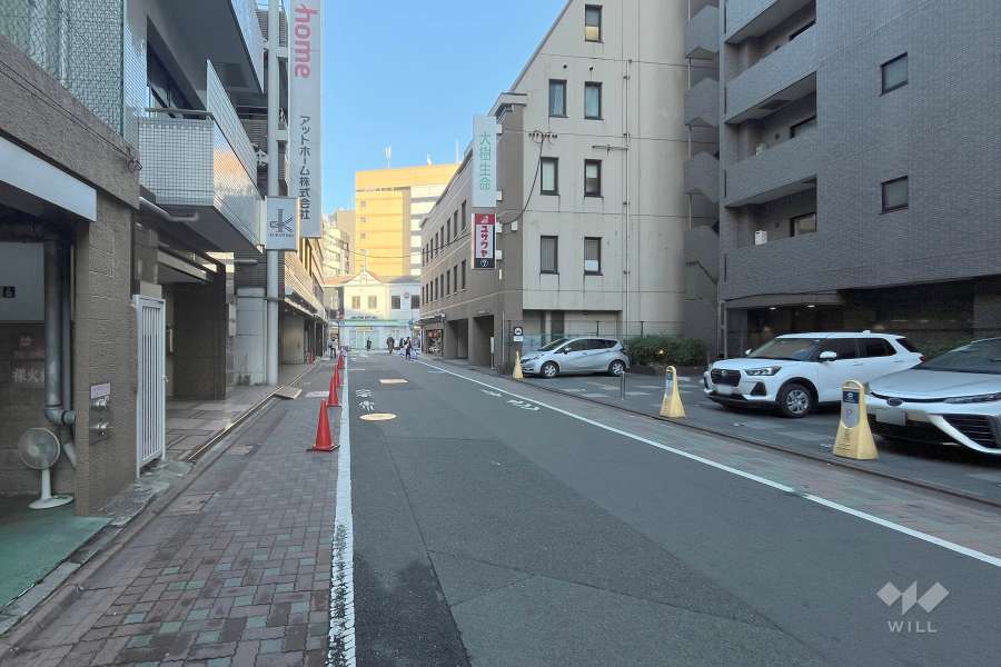 敷地北側の前面道路（西側から）
