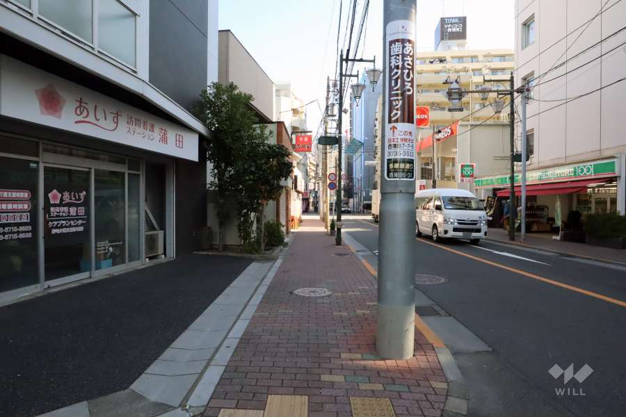 敷地南側の前面道路(西側から)