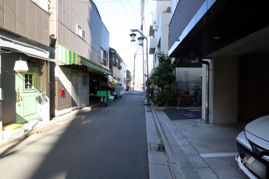 敷地西側の前面道路（北側から)