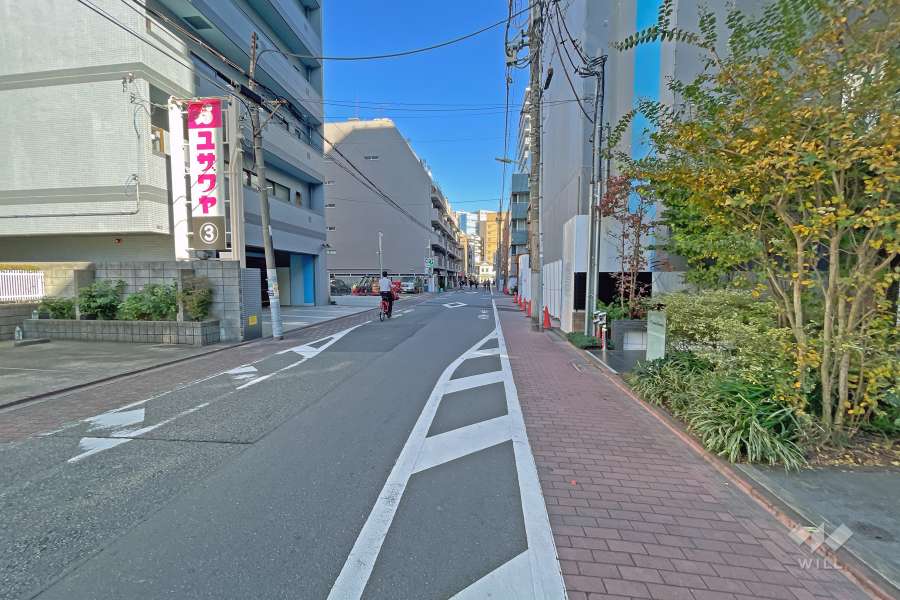 敷地北側の前面道路（西側から）
